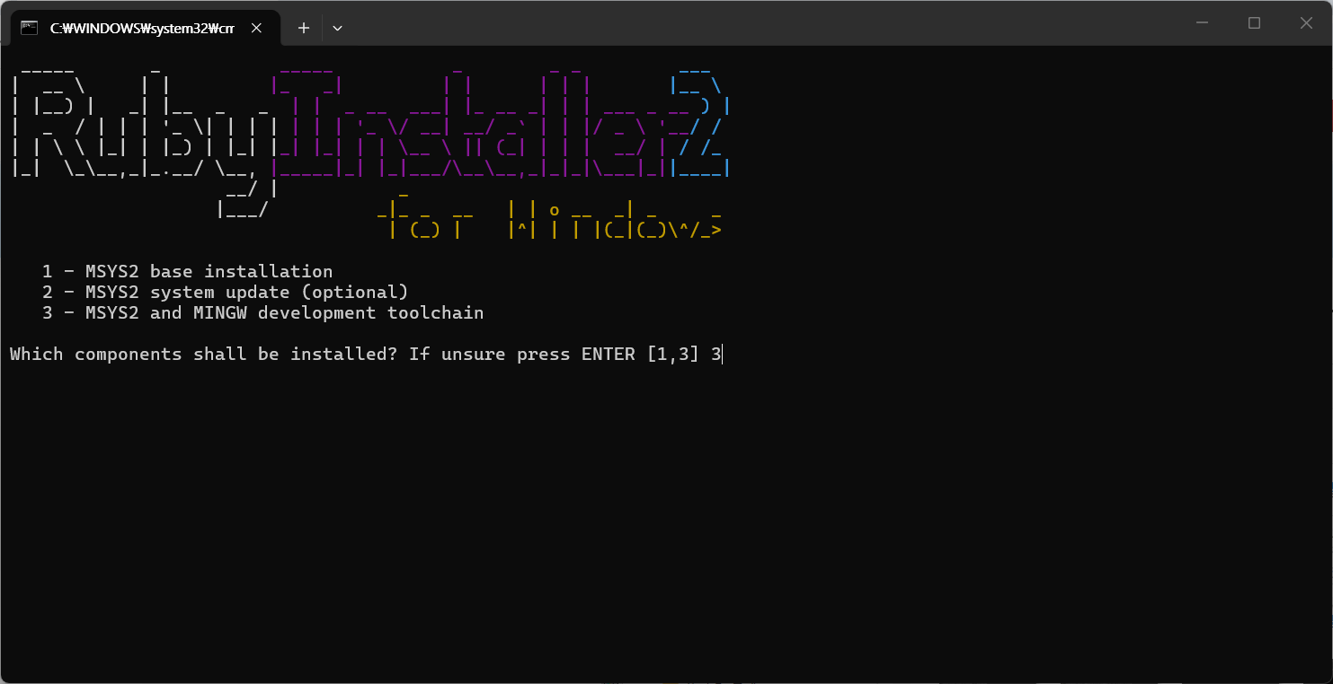 ridk install 옵션 선택