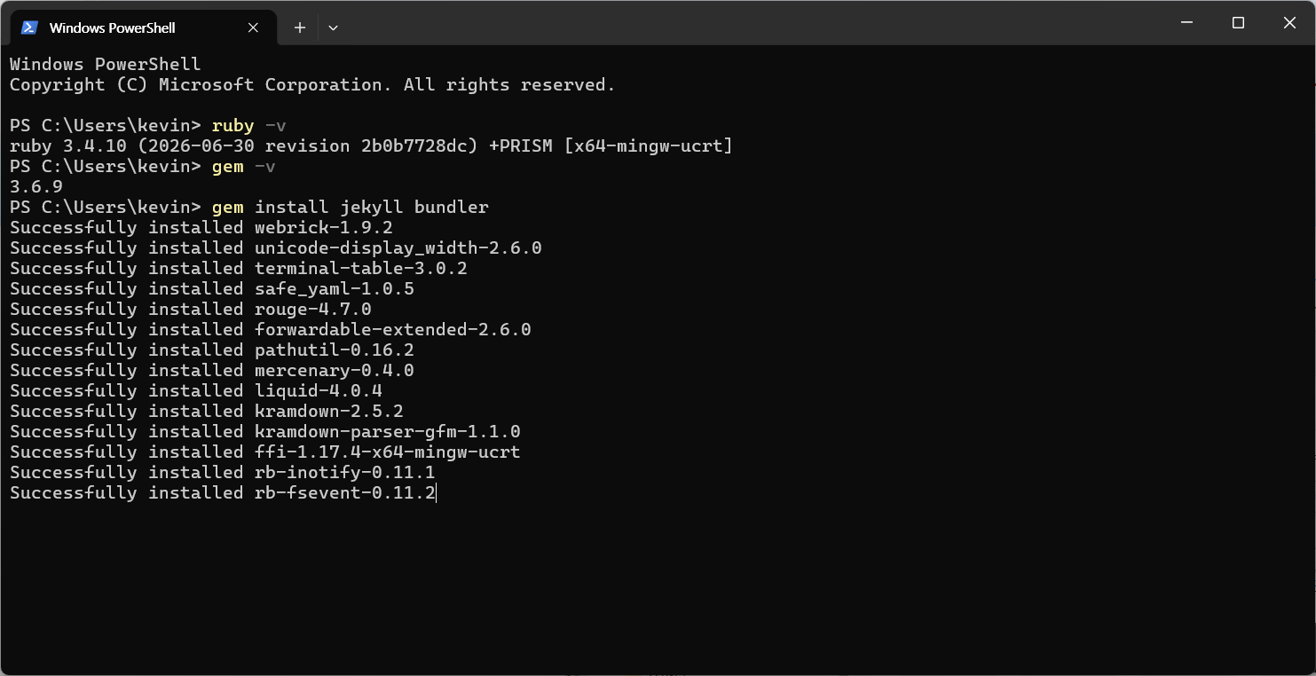 jekyll, bundler 설치 진행